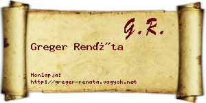 Greger Renáta névjegykártya